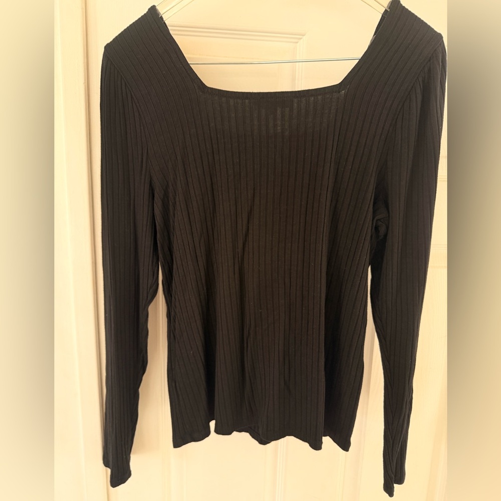 1. State Black Ribbed Top - Picture 4 of 5